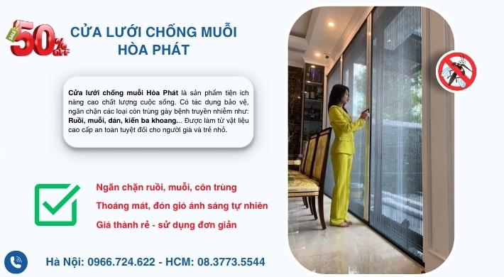 baner cửa chống muỗi hòa phát