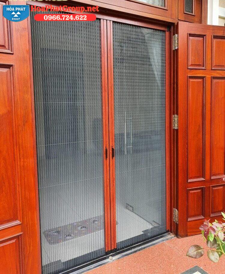 Cửa Lưới Chống Muỗi Dạng Xếp Màu Vân Gỗ DX 03
