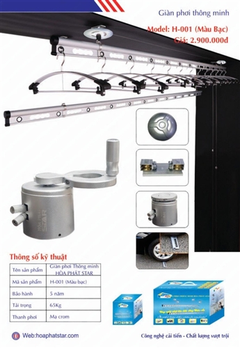 Giàn Phơi Hòa Phát H001 Màu Trắng Bạc