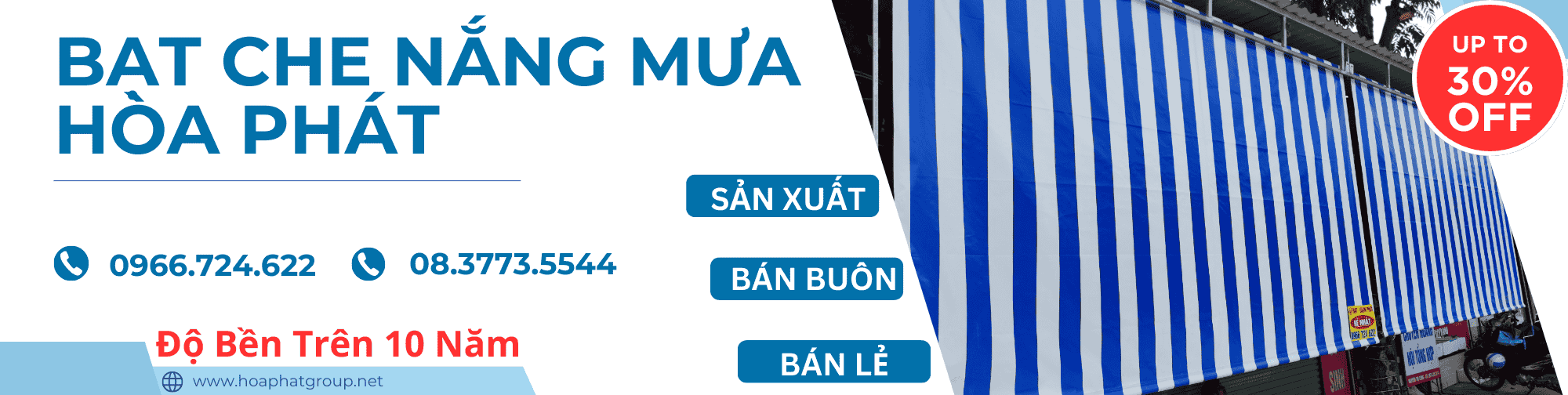 Baner bạt che nắng mưa
