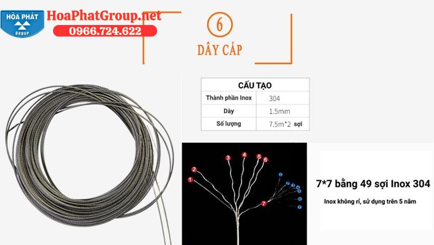 cấu tạo dây cáp giàn phơi dây cáp giàn phơi được cấu tạo từ nhiều sợi cáp nhỏ liên kết với nhau