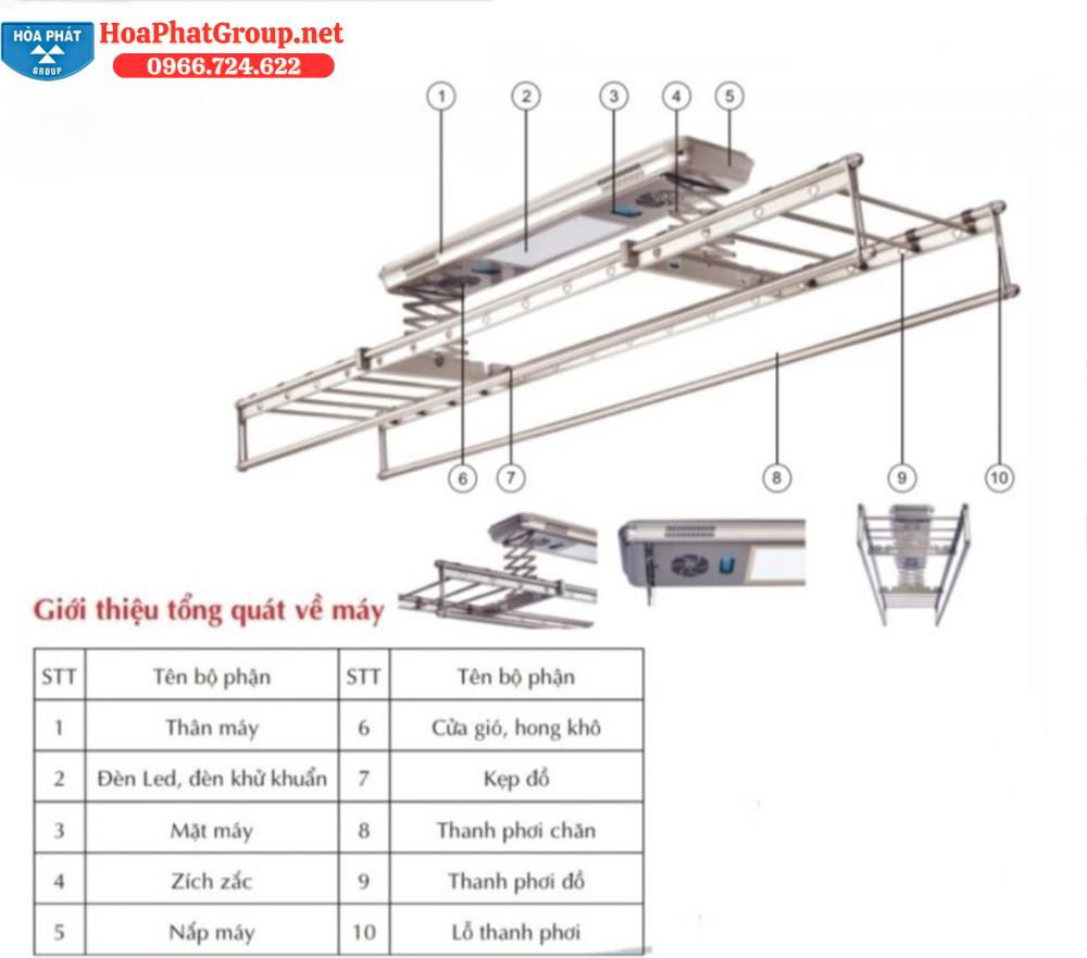 Giàn Phơi Điện Tử Hòa Phát HP350